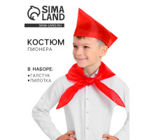 Карнавальный набор пионера: галстук, пилотка, цвет красный