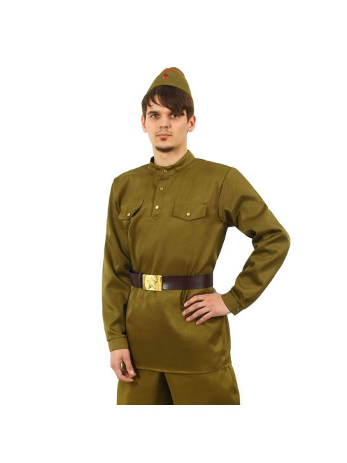 Гимнастёрка военная мужская + пилотка, ремень, р. 50, рост 182 см