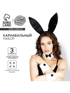 Карнавальный набор «Послушная зайка», ободок-ушки, чокер, аксессуар на запястье