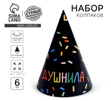 Колпак бумажный на день рождения «Душнила», в наборе 6 шт.