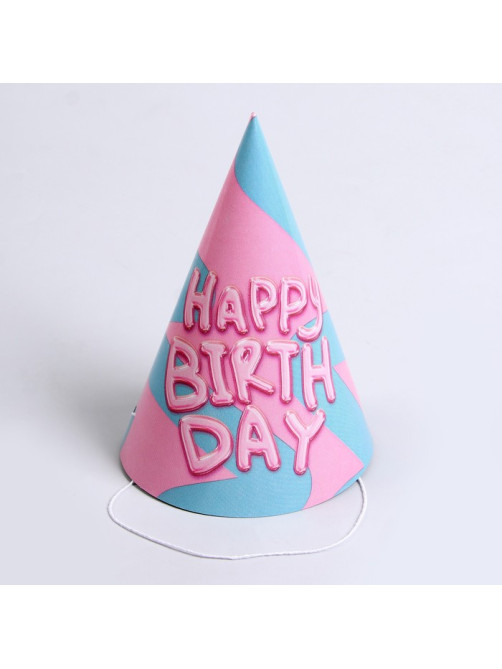 Колпак бумажный Happy Birthday, (набор 6 шт.)