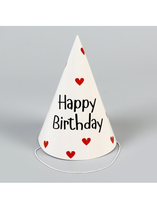 Колпак бумажный на день рождения Happy Birthday, набор 6 шт.