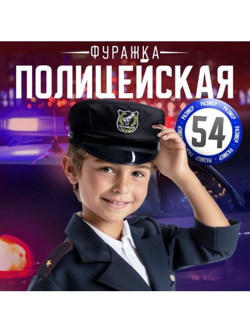 Фуражка полицейского «Полиция», детская, р. 54