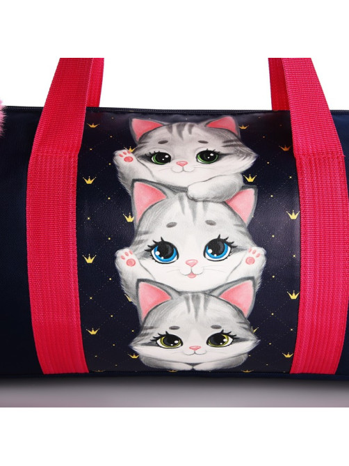 Сумка детская спортивная «Котята», 40×20×20 см, 40×20 х см, синяя, отдел на молнии