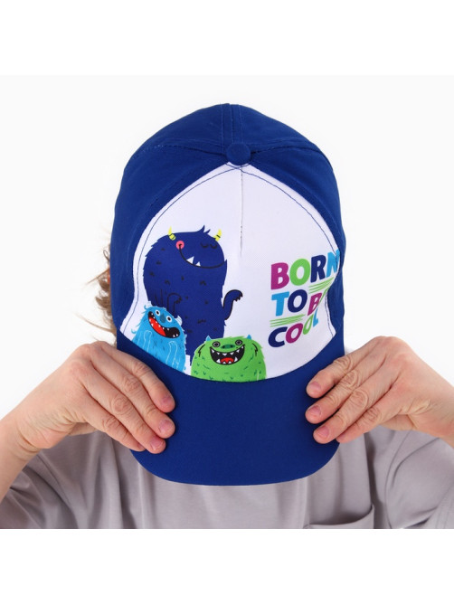 Кепка детская для мальчика Born to be cool, синяя, р-р 52-54, 5-7 лет