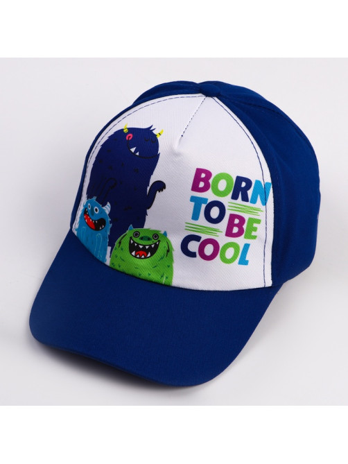 Кепка детская для мальчика Born to be cool, синяя, р-р 52-54, 5-7 лет
