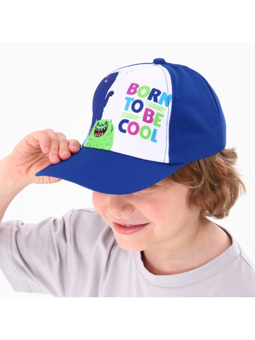 Кепка детская для мальчика Born to be cool, синяя, р-р 52-54, 5-7 лет