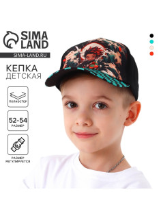 Кепка детская для мальчика «Аниме», чёрная, р-р 52-54, 5-7 лет
