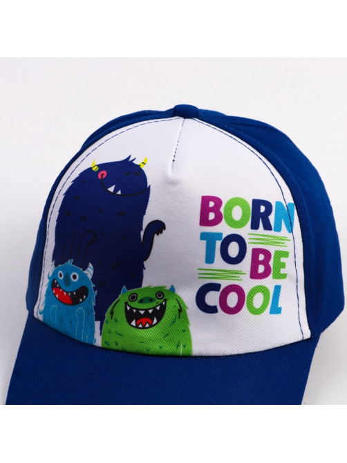 Кепка детская для мальчика Born to be cool, синяя, р-р 52-54, 5-7 лет