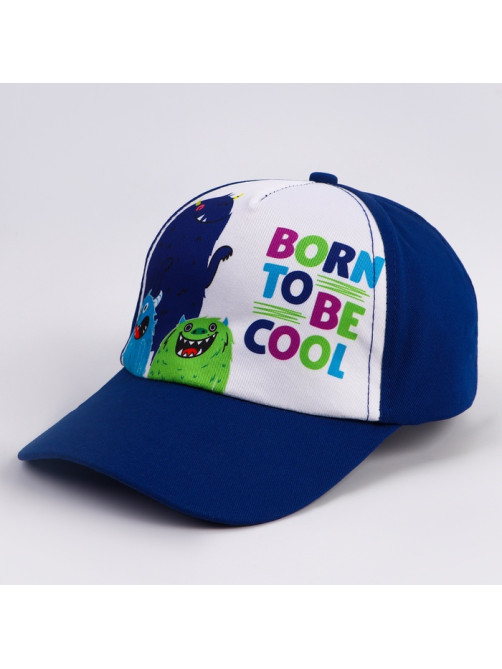 Кепка детская для мальчика Born to be cool, синяя, р-р 52-54, 5-7 лет