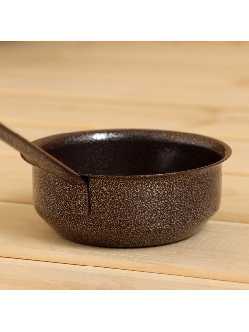 Ковш - черпак для бани и сауны, 200 мл, сталь, деревянная ручка, коричневый, «Добропаровъ»