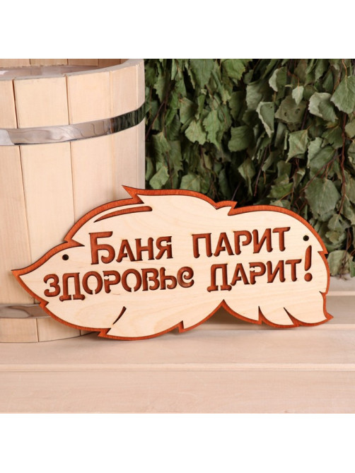 Табличка для бани и сауны «Баня парит, здоровье дарит!», 30×16 см, деревянная, «Добропаровъ»