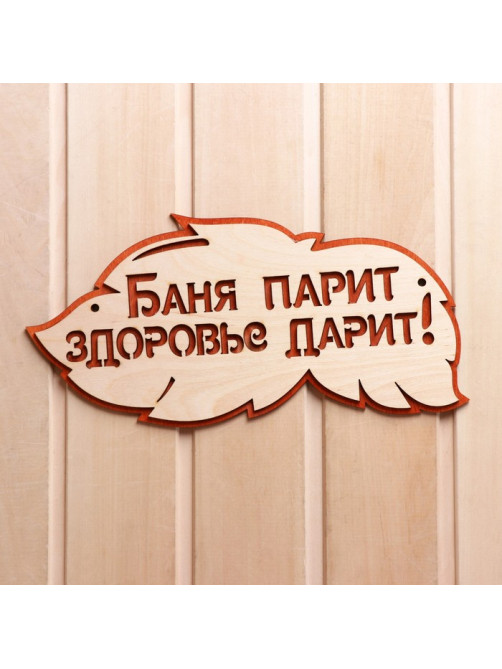 Табличка для бани и сауны «Баня парит, здоровье дарит!», 30×16 см, деревянная, «Добропаровъ»