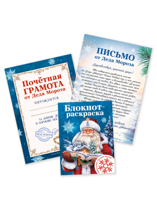 Подарочный набор новогодний, письмо от Деда Мороза, блокнот-раскраска, грамота «Новогодняя сказка»