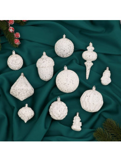 Ёлочные игрушки «Киссин», новогодние, набор 11 шт., белый