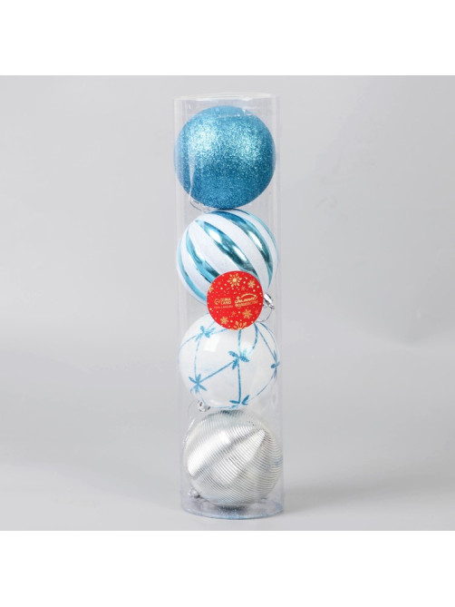 Ёлочные игрушки «Агнет» узоры, шары новогодние, набор d=8 см, 4 шт., МИКС