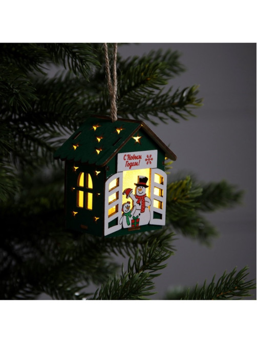 Ёлочная игрушка «Два снеговика», 8×7×6 см, 1 LED, от батареек, свечение тёплое белое