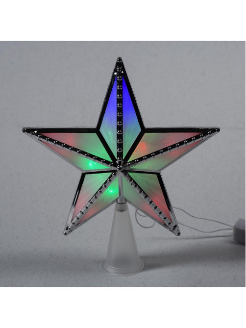 Светодиодная верхушка на ёлку «Звезда серебристая», 16 см, 10 LED, 220 В, свечение мульти