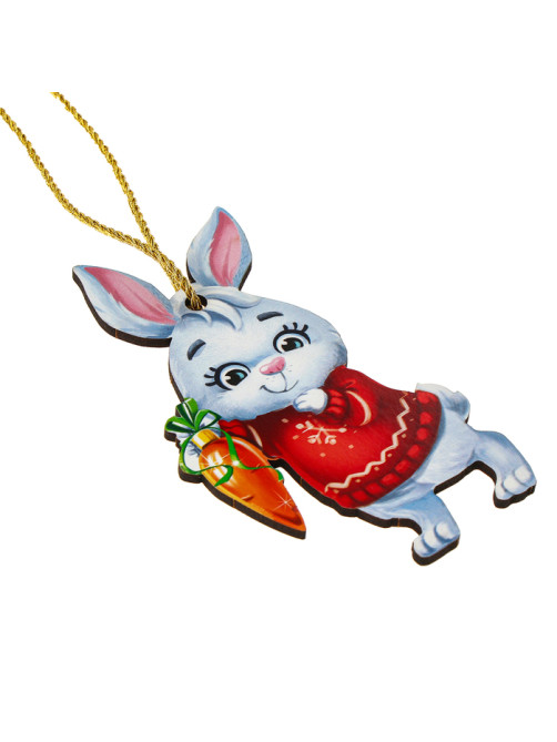 Ёлочная игрушка - подвеска деревянная «Новый год! Зайчик»