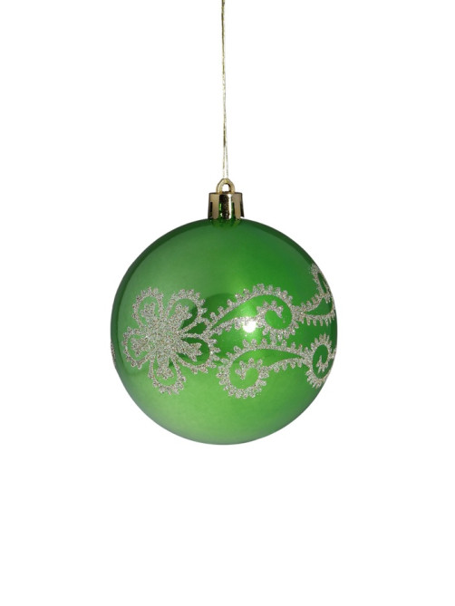 Ёлочные игрушки «Эстер», шары новогодние, набор d=8 см, 6 шт., узор, зелёный
