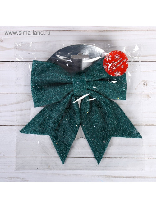 Ёлочная игрушка «Зимнее волшебство. Бант» пластик, 20×18 см, зелёный
