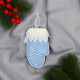 Ёлочная игрушка «Рукавица элит» 7×12 см, бело-голубой