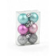 Шары ёлочные новогодние, пластик, d=3 см, 6 шт., голубые, серебристый, розовый