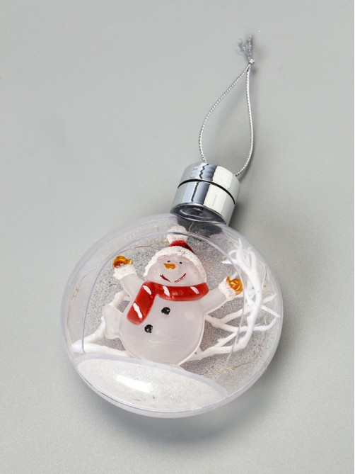 Ёлочный шар «Снеговик», 5 LED, от батареек, свечение тёплое белое