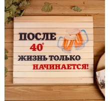 Сидушка для бани и сауны «После 40° жизнь только начинается!», 32×39 см, деревянная, «Добропаровъ»