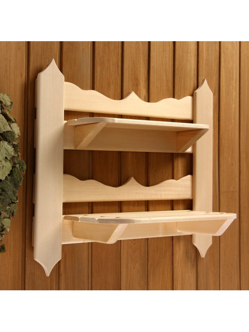 Полка для бани и сауны «Резная», 54×48×14 см, настенная, деревянная, 2 секции, «Добропаровъ»