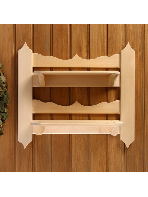 Полка для бани и сауны «Резная», 54×48×14 см, настенная, деревянная, 2 секции, «Добропаровъ»