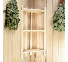 Полка для бани и сауны, 75×38×16 см, угловая, липа, 3 яруса, «Добропаровъ»