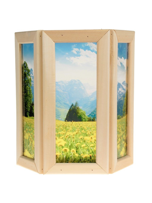 Абажур для бани и сауны «Одуванчики», 33×29×12 см, деревянный, настенный, со стеклом, с УФ-печатью, «Добропаровъ»
