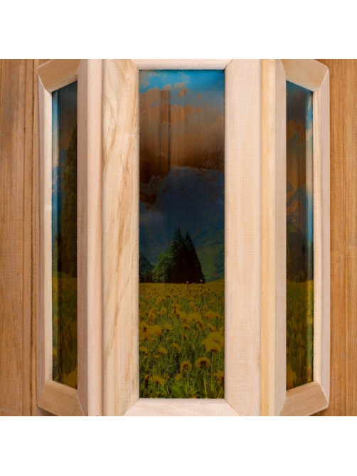 Абажур для бани и сауны «Одуванчики», 33×29×12 см, деревянный, настенный, со стеклом, с УФ-печатью, «Добропаровъ»