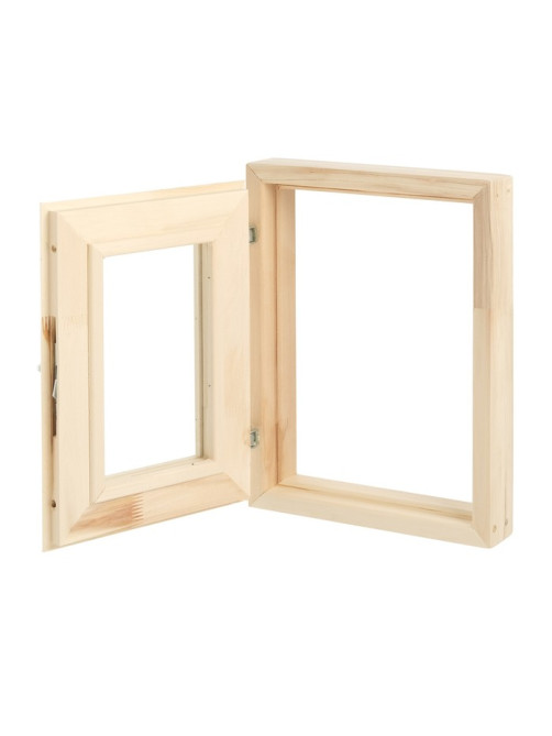 Окно деревянное для бани, 40×30 см, двойное стекло