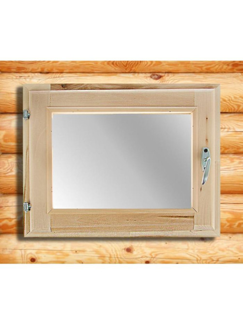 Окно деревянное для бани, 40×50 см, двойное стекло, «Добропаровъ»