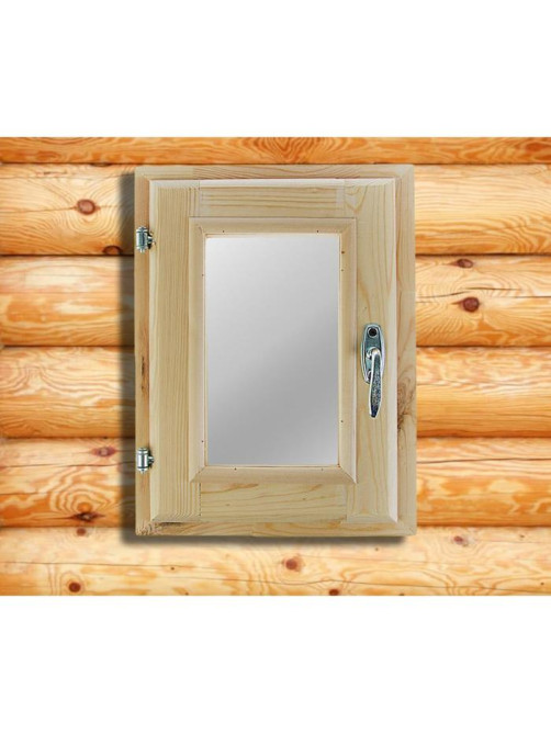 Окно деревянное, 40×30 см, двойное стекло, хвоя