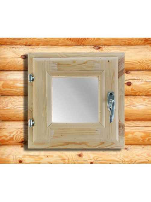 Окно в баню, деревянное, 30×30 см, хвоя, двойное стекло, «Добропаровъ»