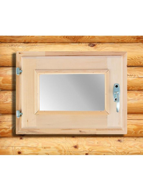 Окно в баню, деревянное, 40×30 см, липа, двойное стекло, «Добропаровъ»