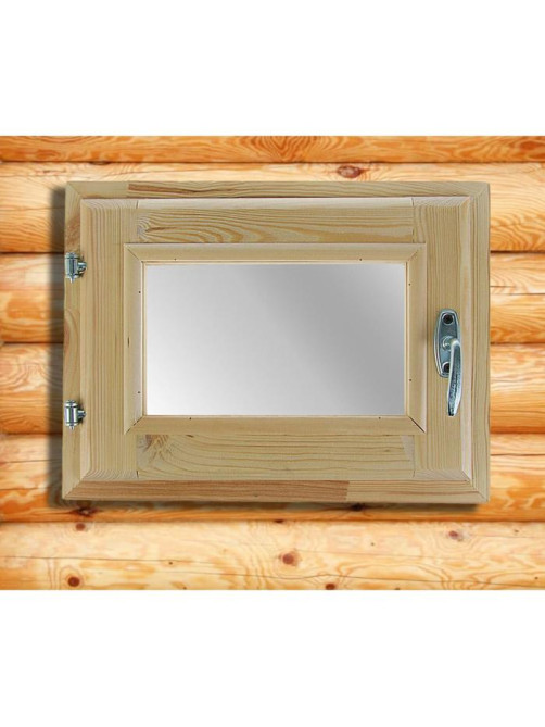 Окно в баню, деревянное, 40×30 см, хвоя, двойное стекло, «Добропаровъ»