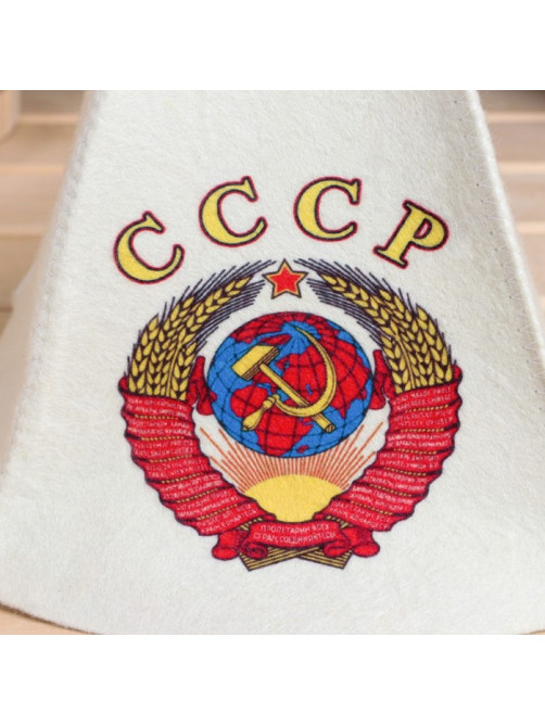 Набор для бани с принтом «СССР», 5 предметов: шапка, рукавица, коврик, портфель, мочалка, «Добропаровъ»