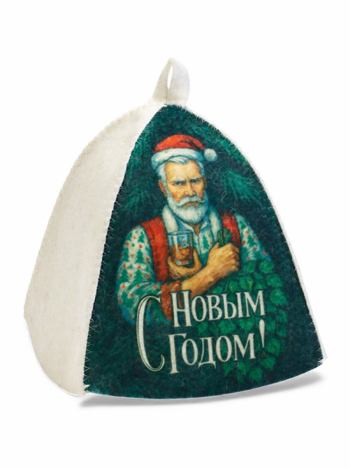 Шапка для бани и сауны «С новым годом!», полиэфир, шерсть, «Банная забава»
