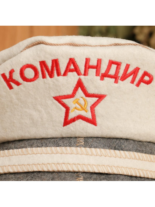 Шапка - фуражка для бани и сауны «Командир», полиэфир, шерсть, «Добропаровъ»