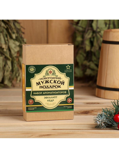 Новогодний набор ароматизаторов «Мужской подарок», кедр, эвкалипт, 2 шт. по 100 мл
