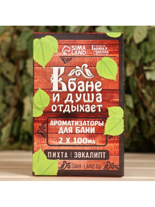 Набор ароматизаторов «В Бане и душа отдыхает», в подарочной коробке, пихта, эвкалипт, 2 шт. по 100 мл