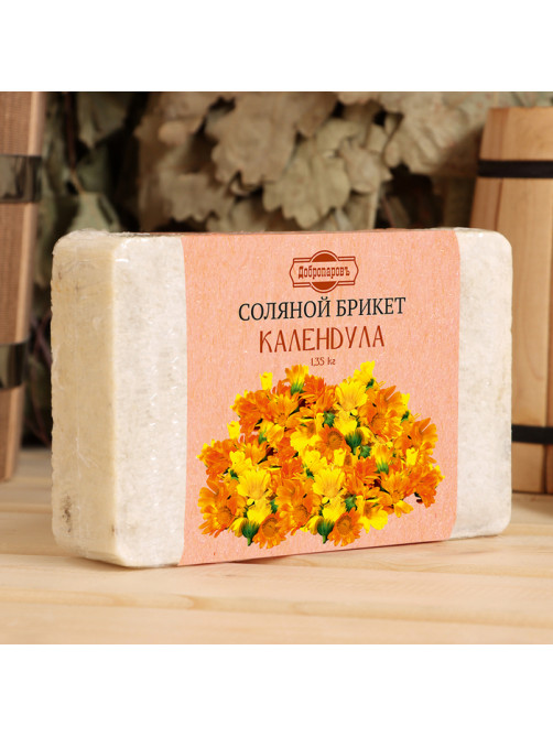 Соляной брикет «Календула» с алтайскими травами, 1.35 кг «Добропаровъ»
