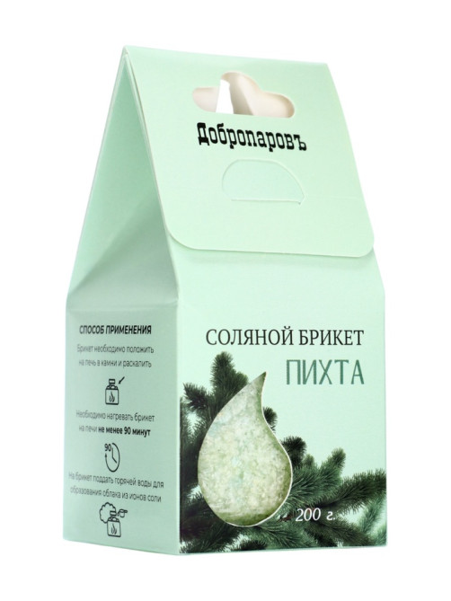 Соляной брикет куб «Пихта» 200 г «Добропаровъ»