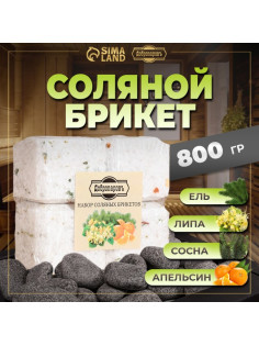 Соляной брикет набор 4 шт. «Апельсин, липа, сосна, ель« по 200 г »Добропаровъ»