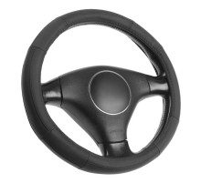 Оплетка на руль Cartage, натуральная кожа, перфорация, размер 38 см, черный