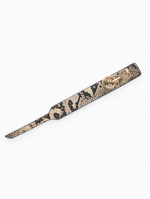 Браслет кожаный «Сафари. Змея», L=17.5 см, бежевый, чёрный